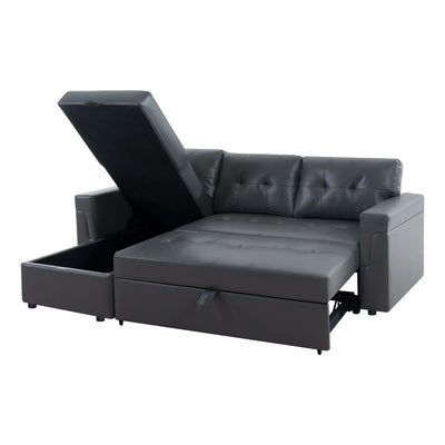 Canapé sectionnel convertible réversible avec lit gigogne, méridienne avec rangement dissimulé et pieds robustes