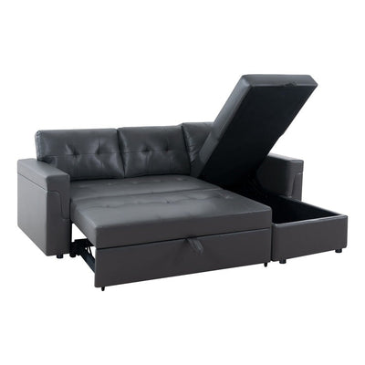 Canapé sectionnel convertible réversible avec lit gigogne, méridienne avec rangement dissimulé et pieds robustes