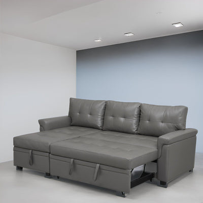 Canapé sectionnel réversible avec lit gigogne, méridienne avec rangement dissimulé, pieds durables,