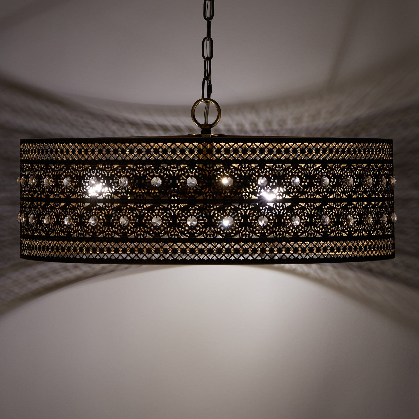 Lustre à 3 lumières River of Goods Bryar en laiton et cristal 23,5 W - 23,5 x 23,5 x 61,5