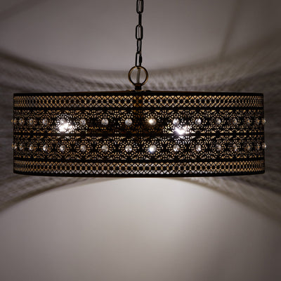 Lustre à 3 lumières River of Goods Bryar en laiton et cristal 23,5 W - 23,5 x 23,5 x 61,5