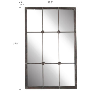 Miroir mural décoratif en métal brun rustique avec cadre en métal brun rustique - 37,75 H x 23,8 L x 1 P