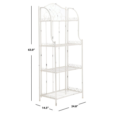 Étagère de boulangerie d'extérieur à 4 niveaux en fer forgé victorien SAFAVIEH Bryn - 25 po L x 15 po P x 63 po H - 25L x 15P x 63H