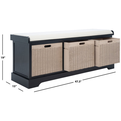Banc de rangement à 3 tiroirs avec coussins SAFAVIEH Fiorello - 47,3 L x 15 L x 19 H - 47 L x 15 P x 19 H