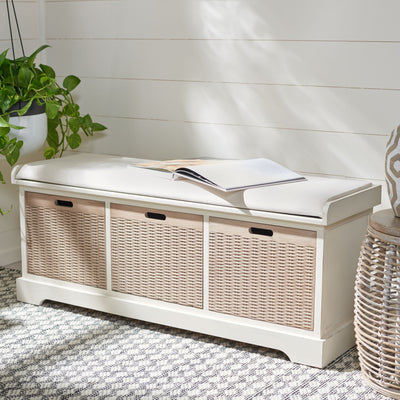 Banc de rangement à 3 tiroirs avec coussins SAFAVIEH Fiorello - 47,3 L x 15 L x 19 H - 47 L x 15 P x 19 H
