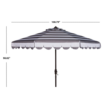 Parapluie à manivelle rayé SAFAVIEH Nargiz de 2,7 m, à motif festonné