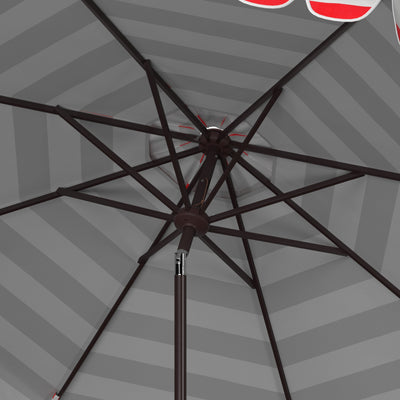 Parapluie à manivelle rayé SAFAVIEH Nargiz de 2,7 m, à motif festonné