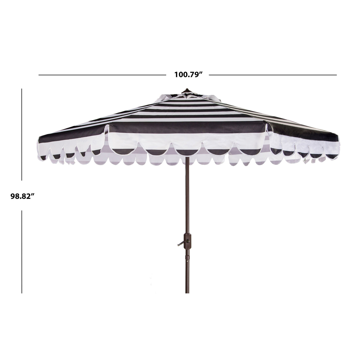 Parapluie à manivelle rayé SAFAVIEH Nargiz de 2,7 m, à motif festonné