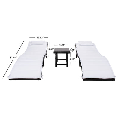 Ensemble de chaises longues d'extérieur Blaguna 3 pièces SAFAVIEH - 83 L x 20 P x 24 H