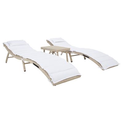 Ensemble de chaises longues d'extérieur Blaguna 3 pièces SAFAVIEH - 83 L x 20 P x 24 H