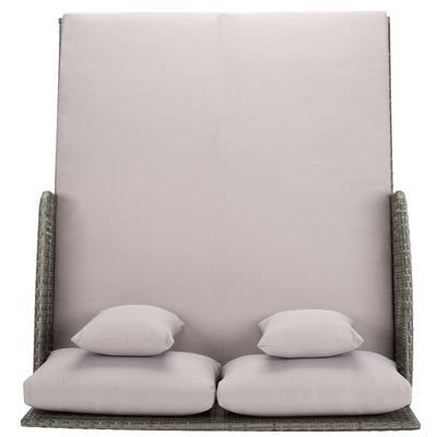 Lit de repos d'extérieur SAFAVIEH Taniyah en osier avec oreiller et coussins - 53 L x 28 P x 62 H