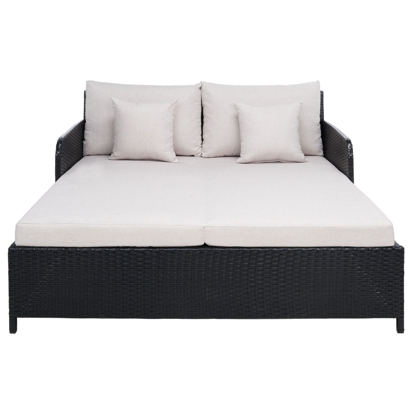 Lit de repos d'extérieur SAFAVIEH Taniyah en osier avec oreiller et coussins - 53 L x 28 P x 62 H