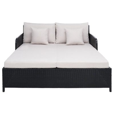Lit de repos d'extérieur SAFAVIEH Taniyah en osier avec oreiller et coussins - 53 L x 28 P x 62 H