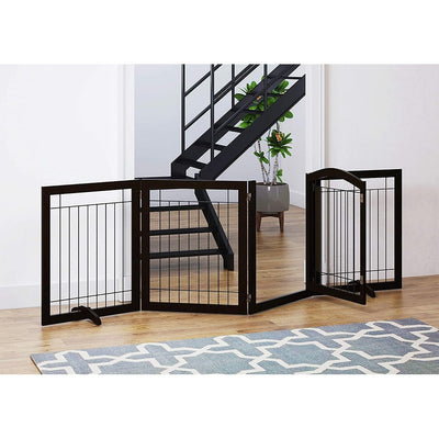 Barrière pour chien SPIRICH extra large de 96 pouces et haute de 30 pouces avec porte de passage, barrière pour animaux de compagnie autoportante en fil de fer, clôture de sécurité pour chiots