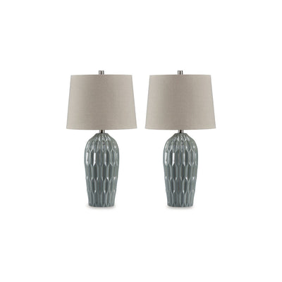 Lampe de table bleue Signature Design by Ashley Hadbury (lot de 2) - 14 L x 14 P x 26,75 H