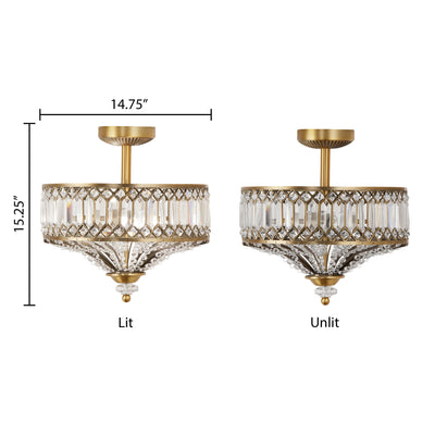 Luminaire semi-encastré en verre à plusieurs niveaux Silver Orchid Furey, bronze/or - 14,75 L x 14,75 l x 15,25 H