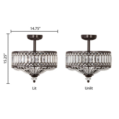 Luminaire semi-encastré en verre à plusieurs niveaux Silver Orchid Furey, bronze/or - 14,75 L x 14,75 l x 15,25 H