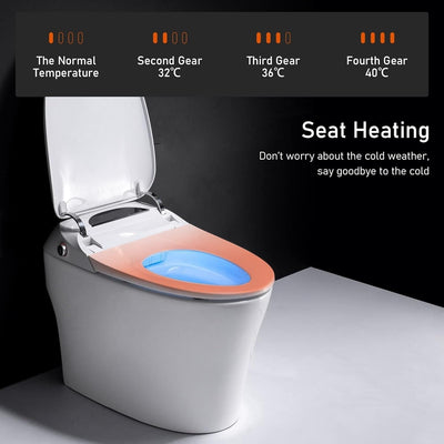 Toilettes intelligentes, bidet monobloc pour salle de bain, toilettes allongées modernes avec eau chaude, double chasse d'eau automatique, fonctionnement par capteur de pied