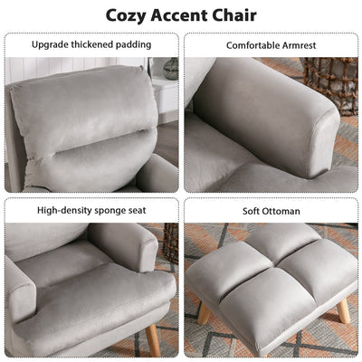 Fauteuil de salon décontracté en tissu doux avec dossier et pieds réglables