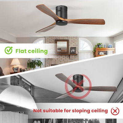 Ventilateur de plafond encastré Sofucor 52 pouces avec télécommande, moteur réversible et éclairage intégré en option