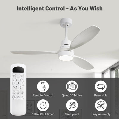 Ventilateur de plafond d'intérieur en bois Sofucor 52 avec télécommande et éclairage intégré en option