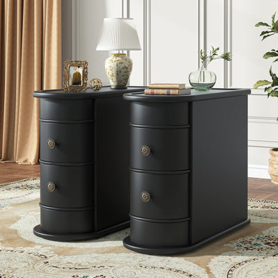 Table d'appoint étroite à deux tiroirs en bois massif