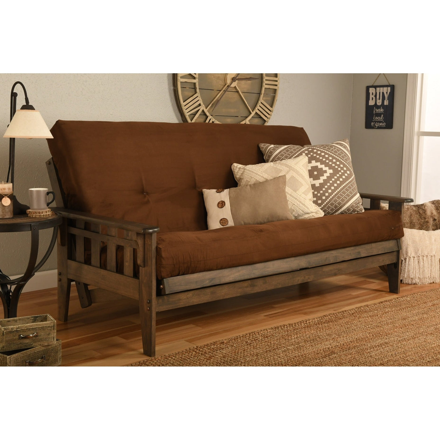 Ensemble futon rustique Somette Tucson pleine grandeur en noyer avec matelas