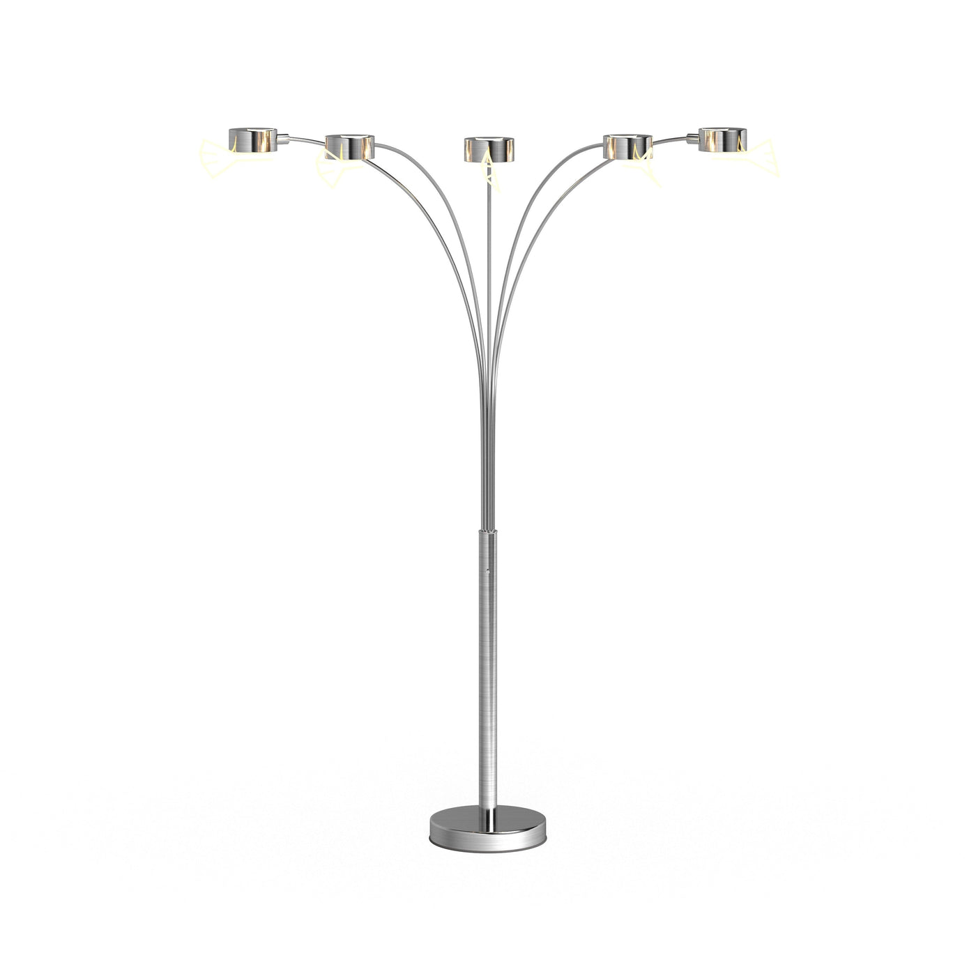 Lampadaire arqué en acier brossé Charlie de Strick &amp; Bolton à 5 lumières
