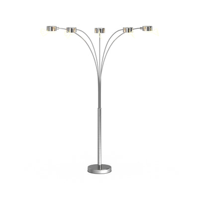 Lampadaire arqué en acier brossé Charlie de Strick &amp; Bolton à 5 lumières