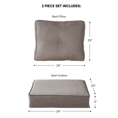 Ensemble de coussins d'extérieur à siège profond Sunbrella de qualité supérieure, 2 pièces