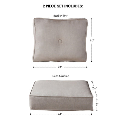 Ensemble de coussins d'extérieur à siège profond Sunbrella de qualité supérieure, 2 pièces