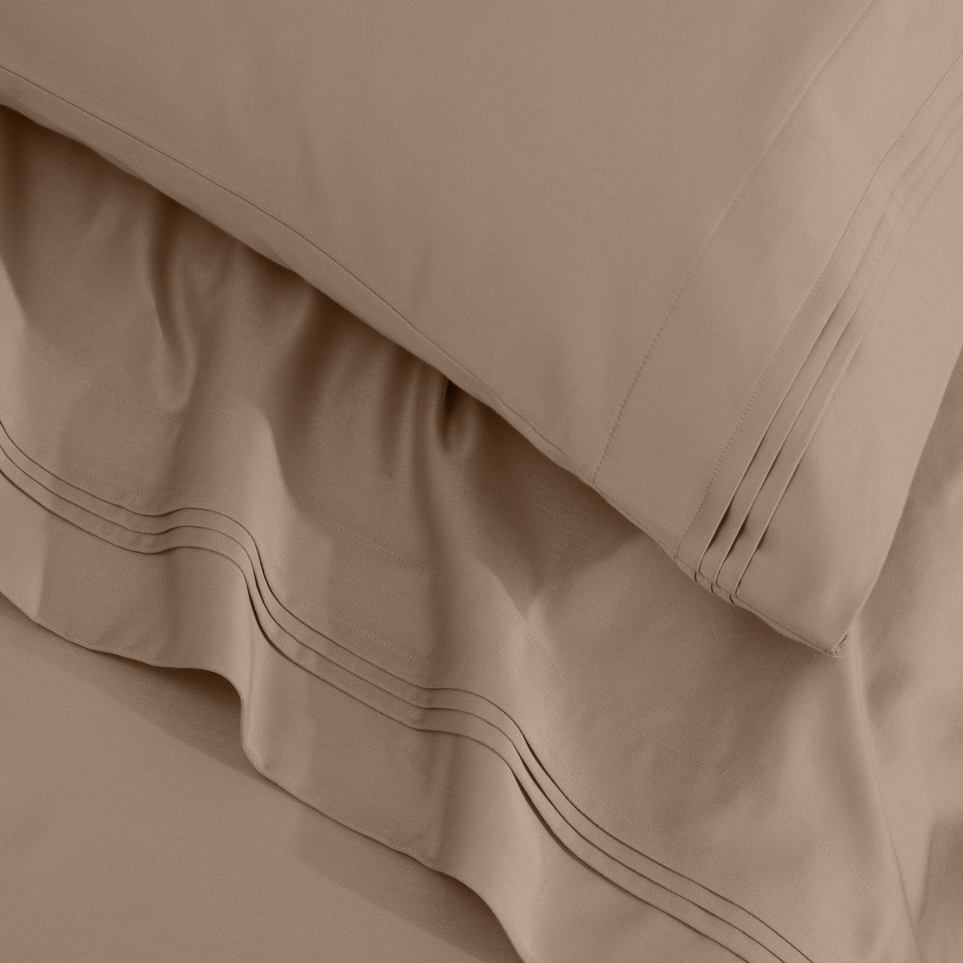 Parure de draps en coton égyptien de qualité supérieure, 1 500 fils au pouce carré, à poches profondes et à motif uni