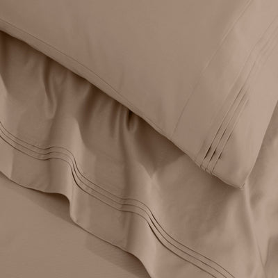 Parure de draps en coton égyptien de qualité supérieure, 1 500 fils au pouce carré, à poches profondes et à motif uni