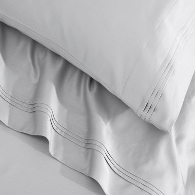 Parure de draps en coton égyptien de qualité supérieure, 1 500 fils au pouce carré, à poches profondes et à motif uni