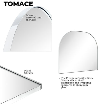 Grand miroir arqué TEHOME Dezerae pour manteau de cheminée, 40'' L x 32'' H