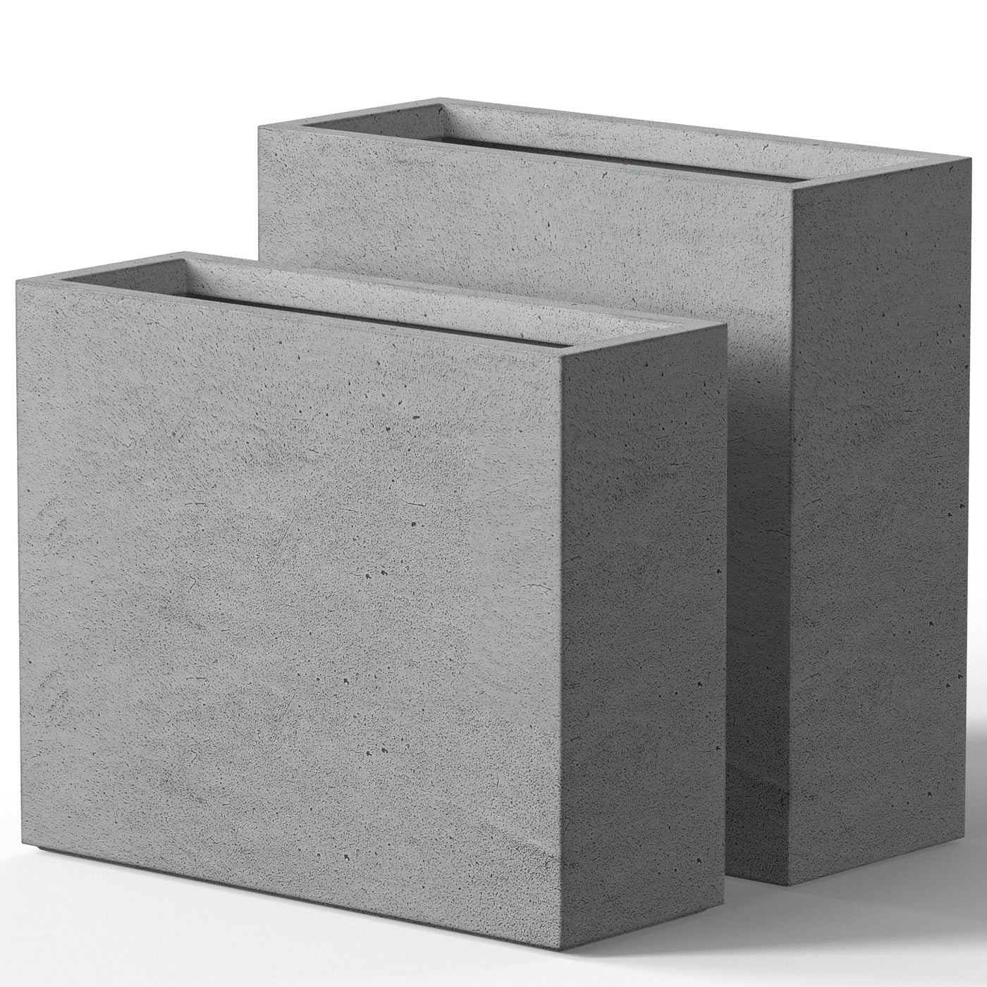 Jardinières rectangulaires en béton de grande taille / Grandes jardinières d'intérieur et d'extérieur