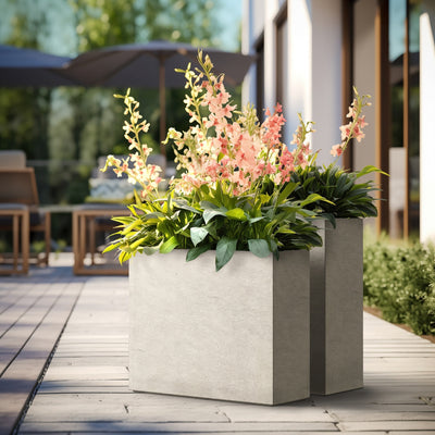 Jardinières rectangulaires en béton de grande taille / Grandes jardinières d'intérieur et d'extérieur