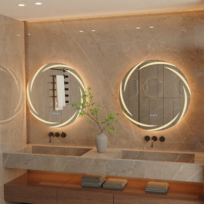 Miroir de salle de bain unique, grand et rétroéclairé à LED, sans scintillement