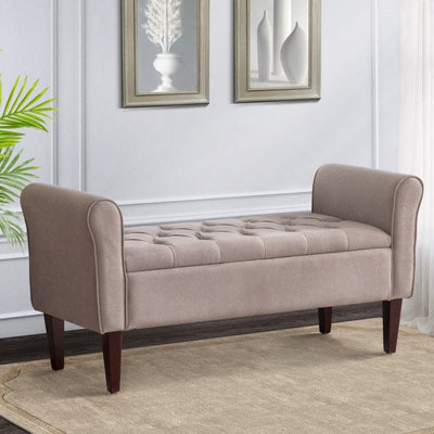 Banc de rangement rembourré, banc d'entrée avec dessus rabattable touffeté, 50,4 pouces