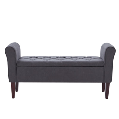 Banc de rangement rembourré, banc d'entrée avec dessus rabattable touffeté, 50,4 pouces