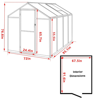 Serre de jardin en aluminium VEIKOUS avec ventilation de toit réglable et porte verrouillable, gris