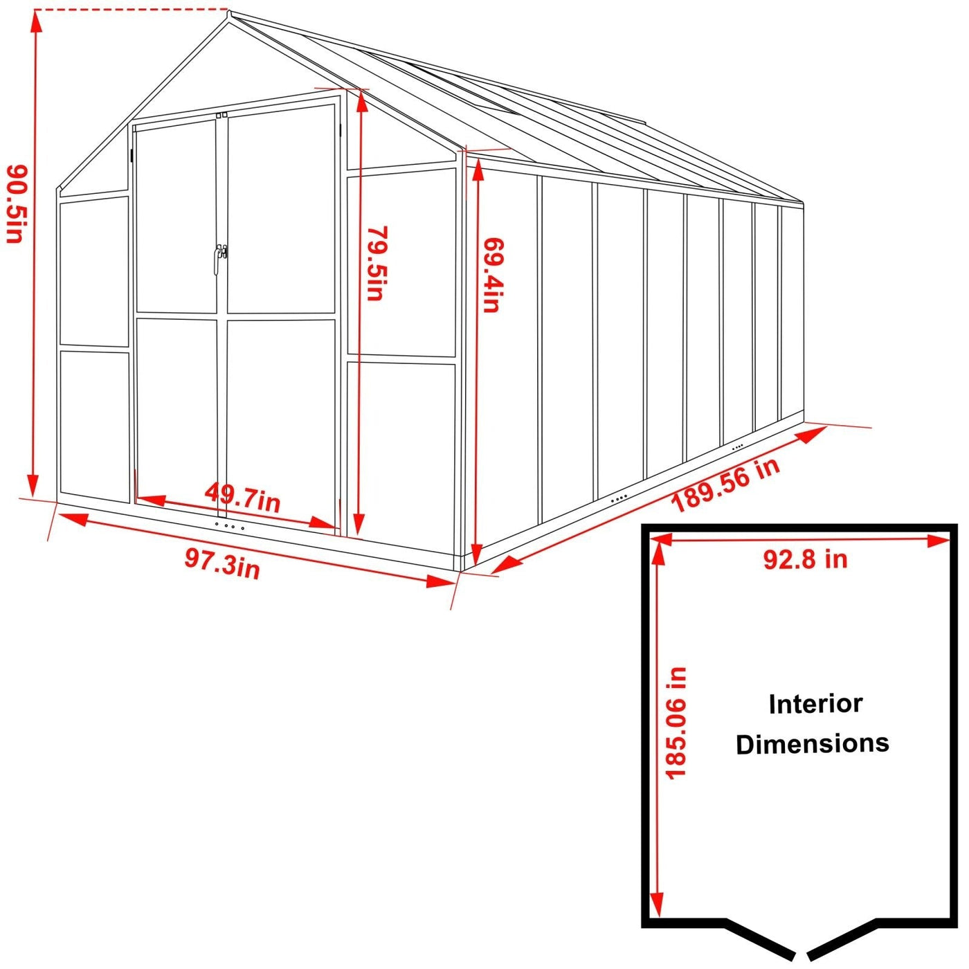 Serre de jardin en aluminium VEIKOUS avec ventilation de toit réglable et porte verrouillable, gris