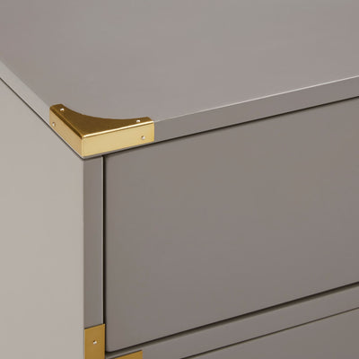 Table de chevet Valoria à 3 tiroirs avec accents dorés