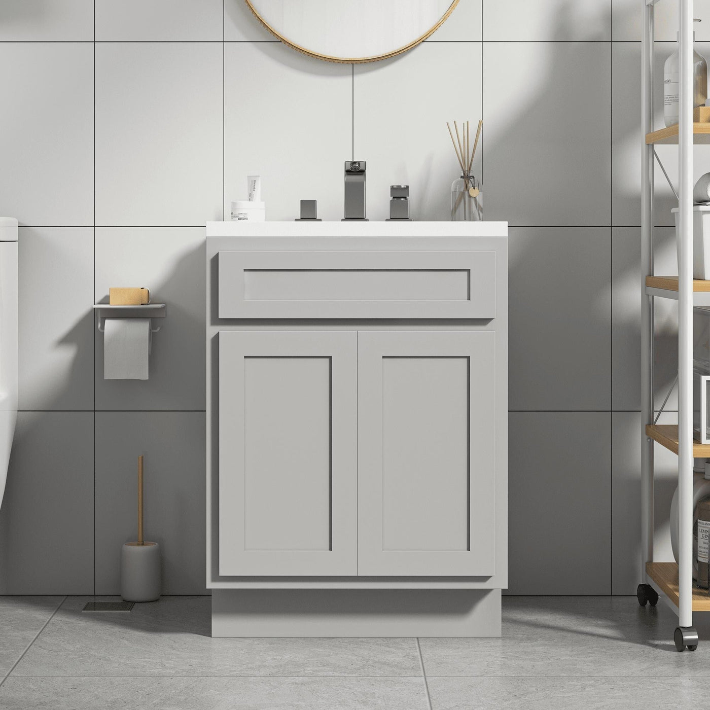 Meuble-lavabo simple en bois massif de 24 pouces de Vanity Art