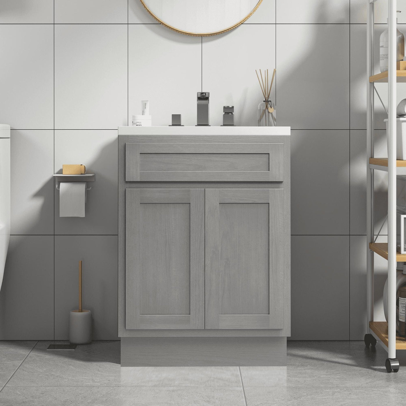Meuble-lavabo simple en bois massif de 24 pouces de Vanity Art