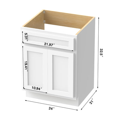 Meuble-lavabo simple en bois massif de 24 pouces de Vanity Art