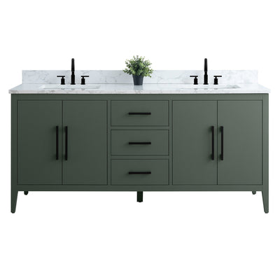 Meuble-lavabo double vasque Vanity Art 72 avec plateau en marbre reconstitué