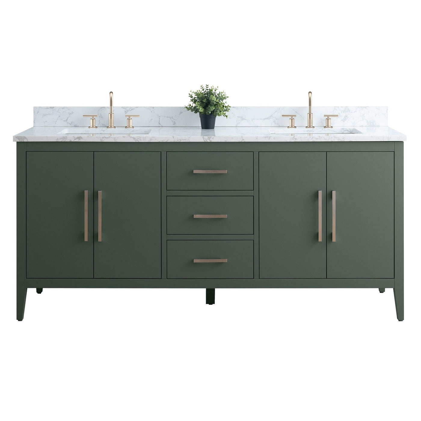 Meuble-lavabo double vasque Vanity Art 72 avec plateau en marbre reconstitué