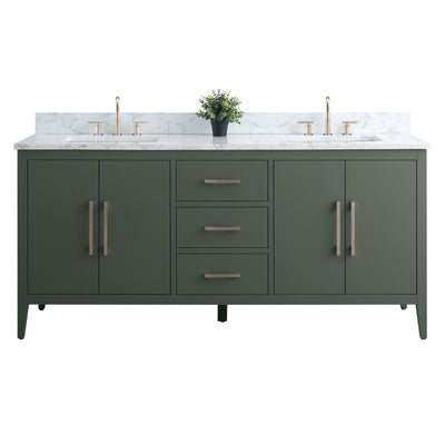 Meuble-lavabo double vasque Vanity Art 72 avec plateau en marbre reconstitué