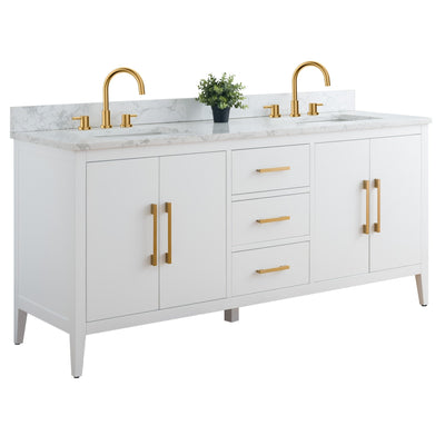 Meuble-lavabo double vasque Vanity Art 72 avec plateau en marbre reconstitué